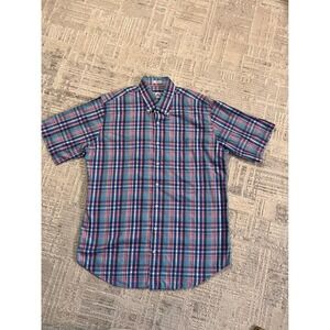 Peter Millar Mens Plaid Short Sleeve Button Down Shirt Large